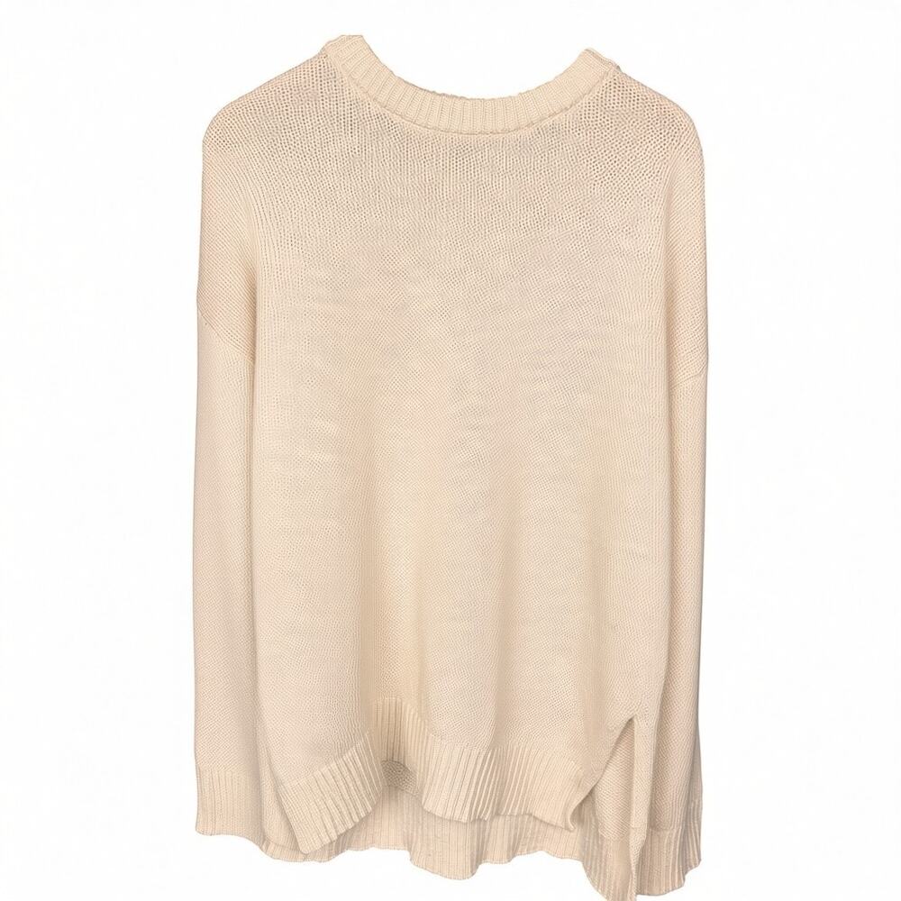 Quince Oversized Sweater Womens Medium Cream Linen Blend Quiet Luxury Minimal